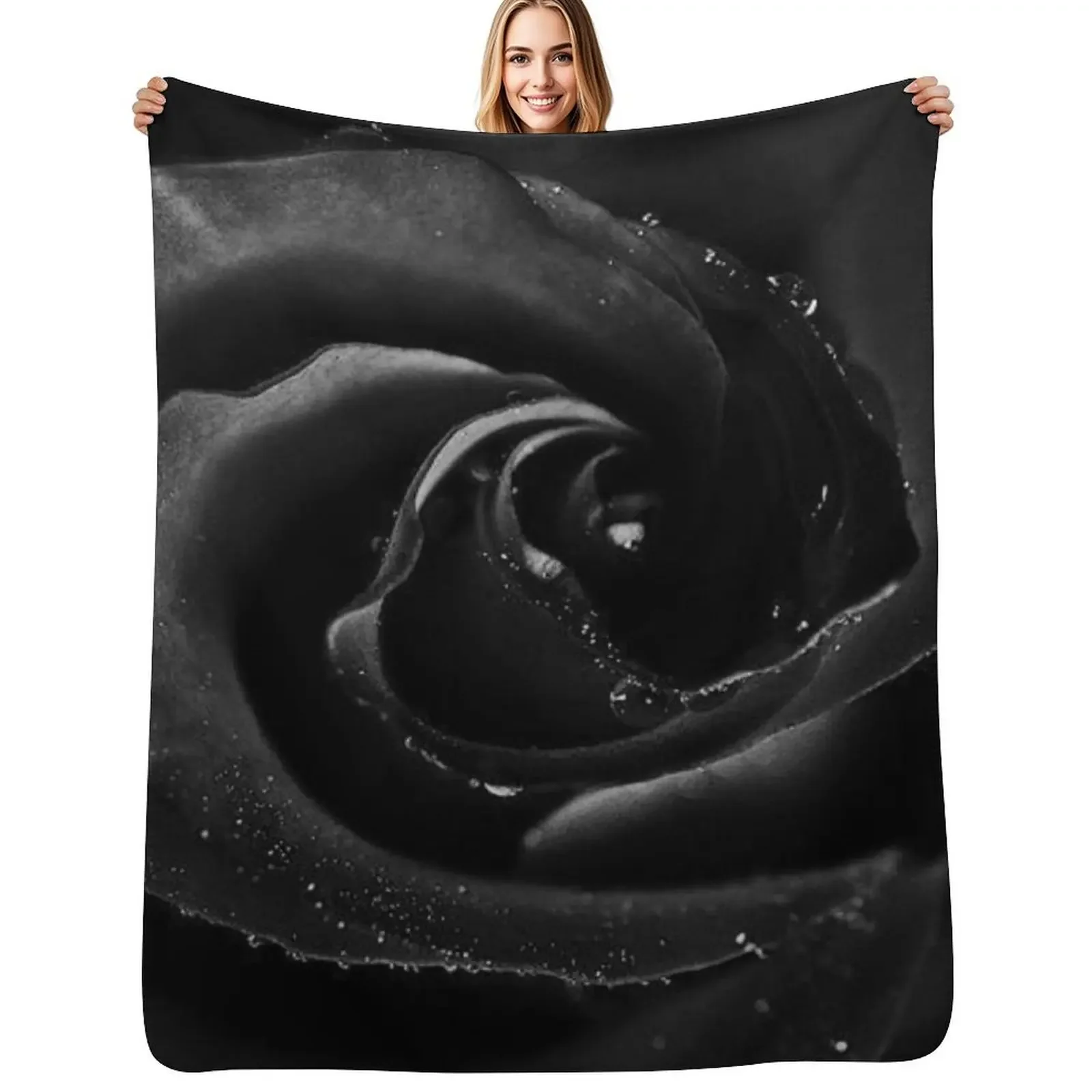 

Flowers Black Rose Throw Blanket Luxury Throw Hairys Soft Big Blanket