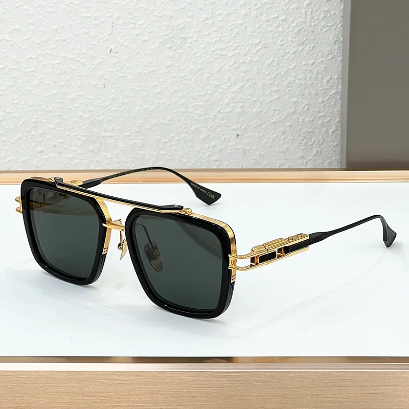 

Men's Luxury Craft Black Gold Double Bridge Pilot Sunglasses Designer Brand Top Quality Alloy Solar Glasses for Male