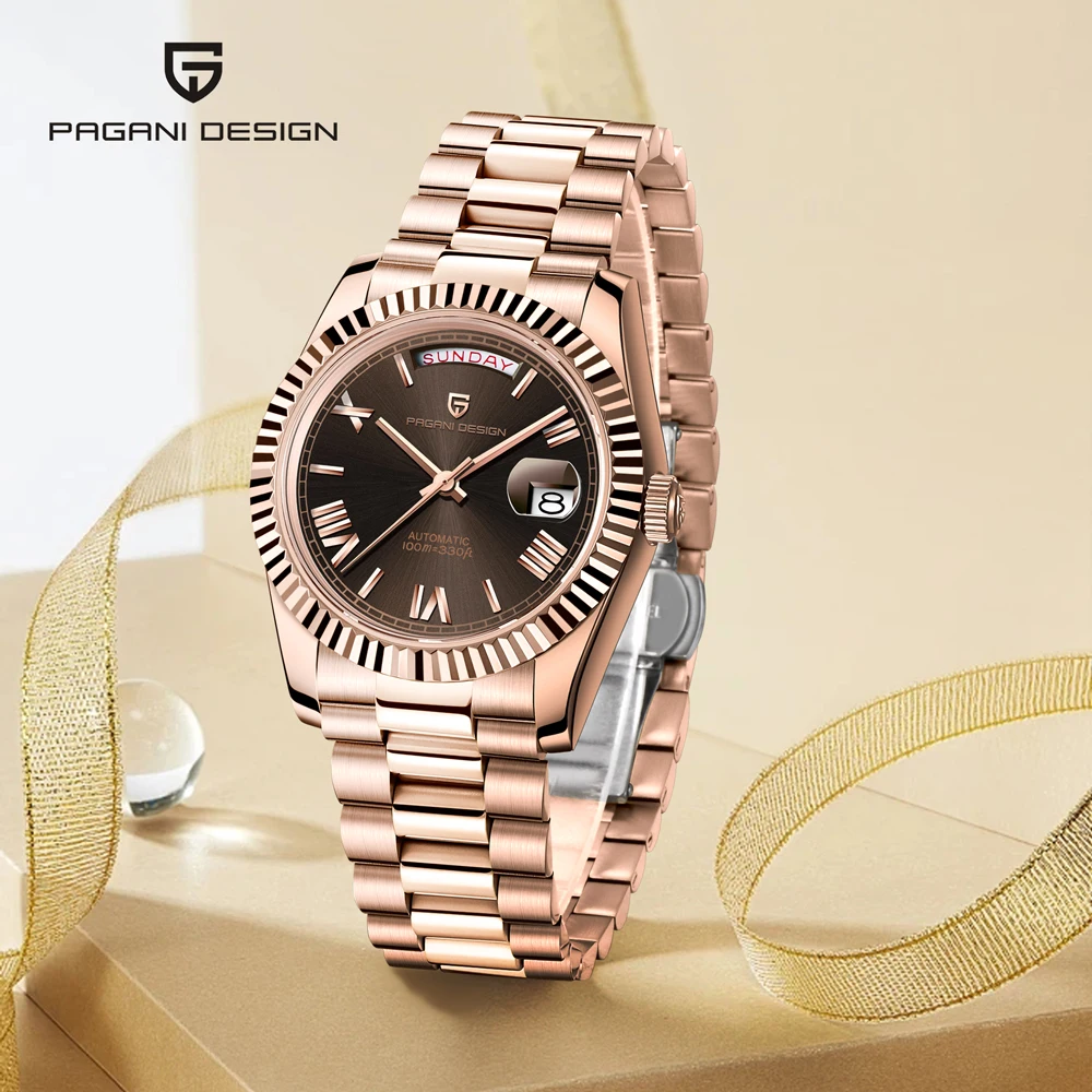 PAGANI DESIGN Watches Luxury Rose Gold DD40 Automatic Mechanical Watch For Men 8285movement Sapphire Glass Stainless Steel Clock