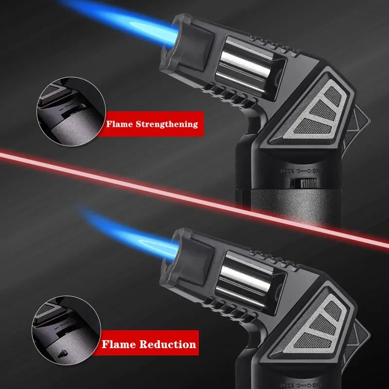 Honest Metal Multi Outdoor Windproof Butane Gas Lighter Turbo Torch Blue Flame Straight Down Lighter Cigar Kitchen BBQ Tool view 4
