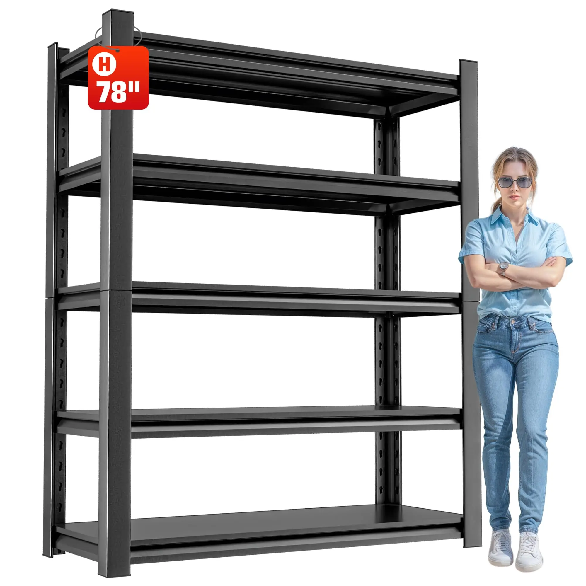 5-Tier Garage Shelving, Metal Storage Shelves, Utility Shelf | 48