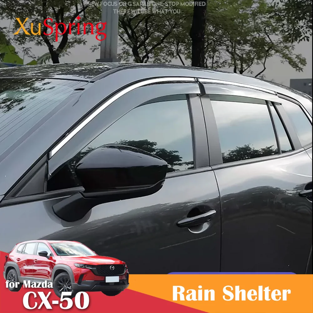 For Mazda CX-50 CX50 2023 2024 Car Windows Rain Sun Shelter Shield Window Visor Deflector Protective Trim