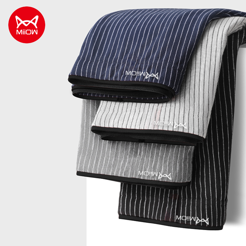  MiiOW 4Pcs Winter Cotton Men's Underwear Boxers Graphene Antibacterial Men Panties Warm Striped Mens Underpants Man Boxer Briefs 