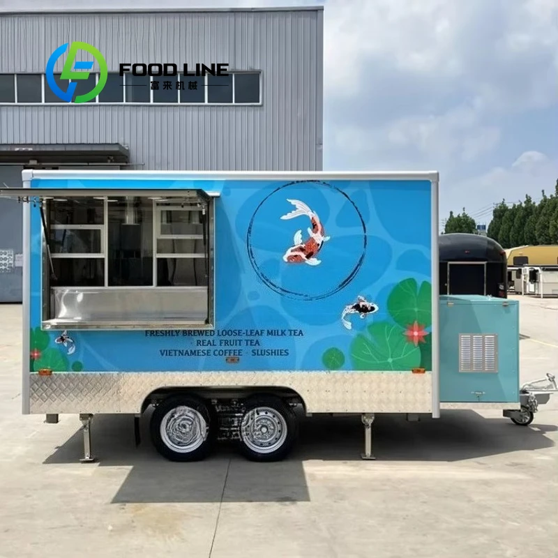 مقطورة شاحنة طعام متنقلة مجهزة بالكامل بالمطبخ الكامل لشريط العصير والقهوة والآيس كريم هوت دوج حسب الطلب #2