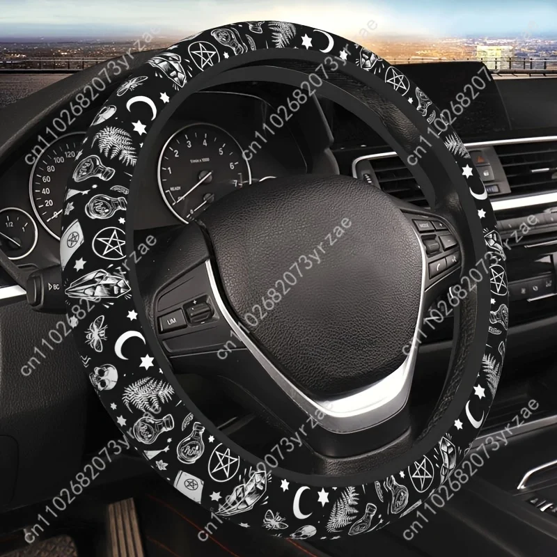 

Mystical Skull Car Steering Wheels Cover Universal Type Environmental Friendly Comfort Breathable Steering Wheel Wrap