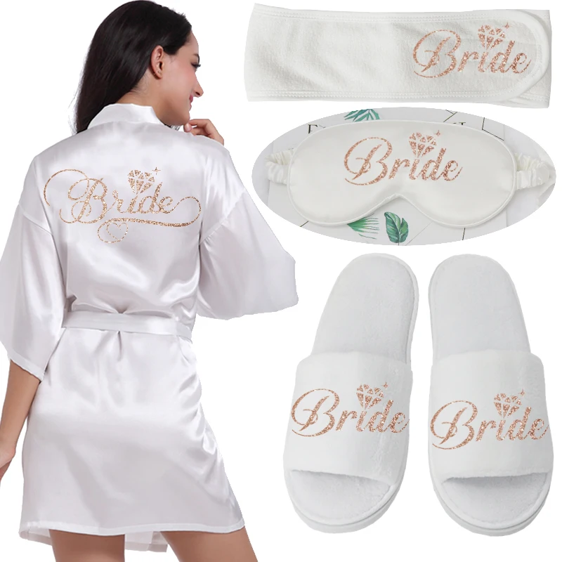 Silver Writing Bridal Wedding Robes Bride Bridesmaid Maid of Honor Women Party Robe Floral Bridal Party Gifts Get Ready Robes