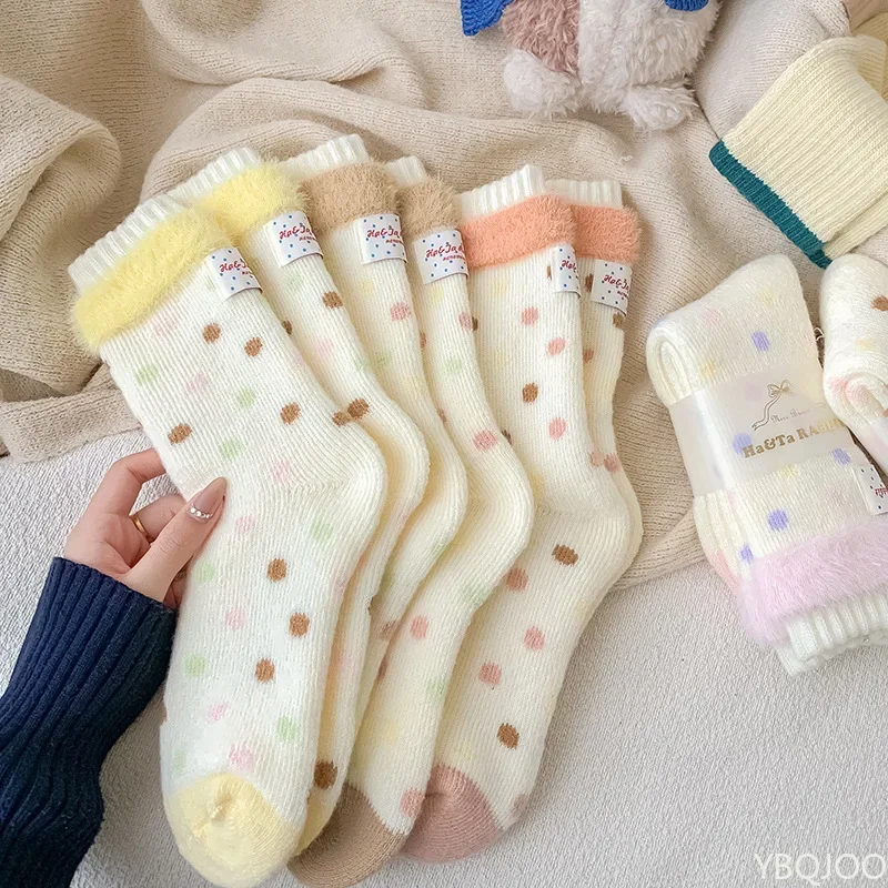 

6 pairs Casual comfortable ultra thick warm socks women autumn winter mid tube socks fashionable versatile floor long socks ﻿