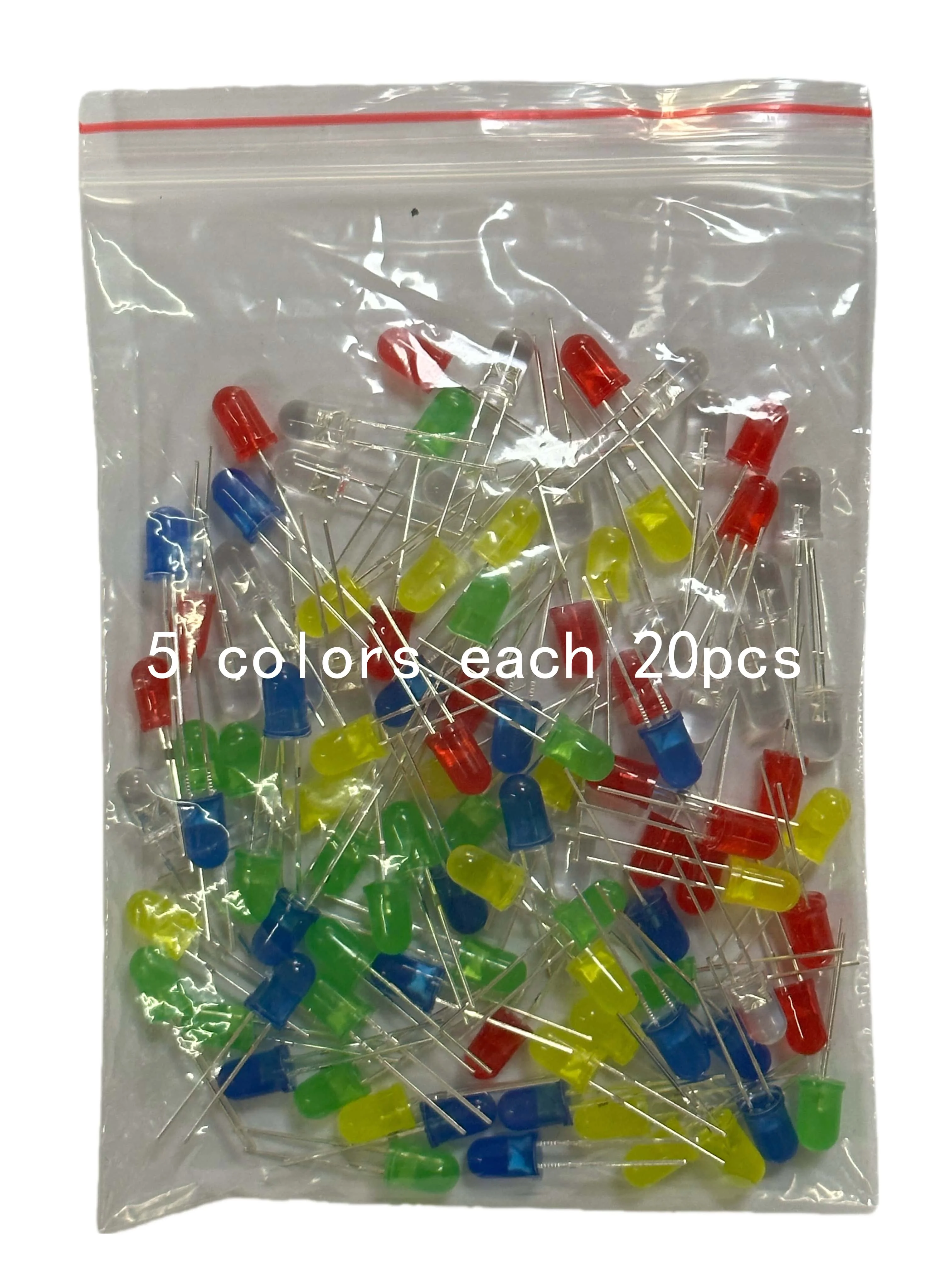 100 Stück 3 mm 5 mm LED-Licht weiß gelb rot grün blau sortiertes Kit DIY LEDs Set elektronisches DIY-Kit