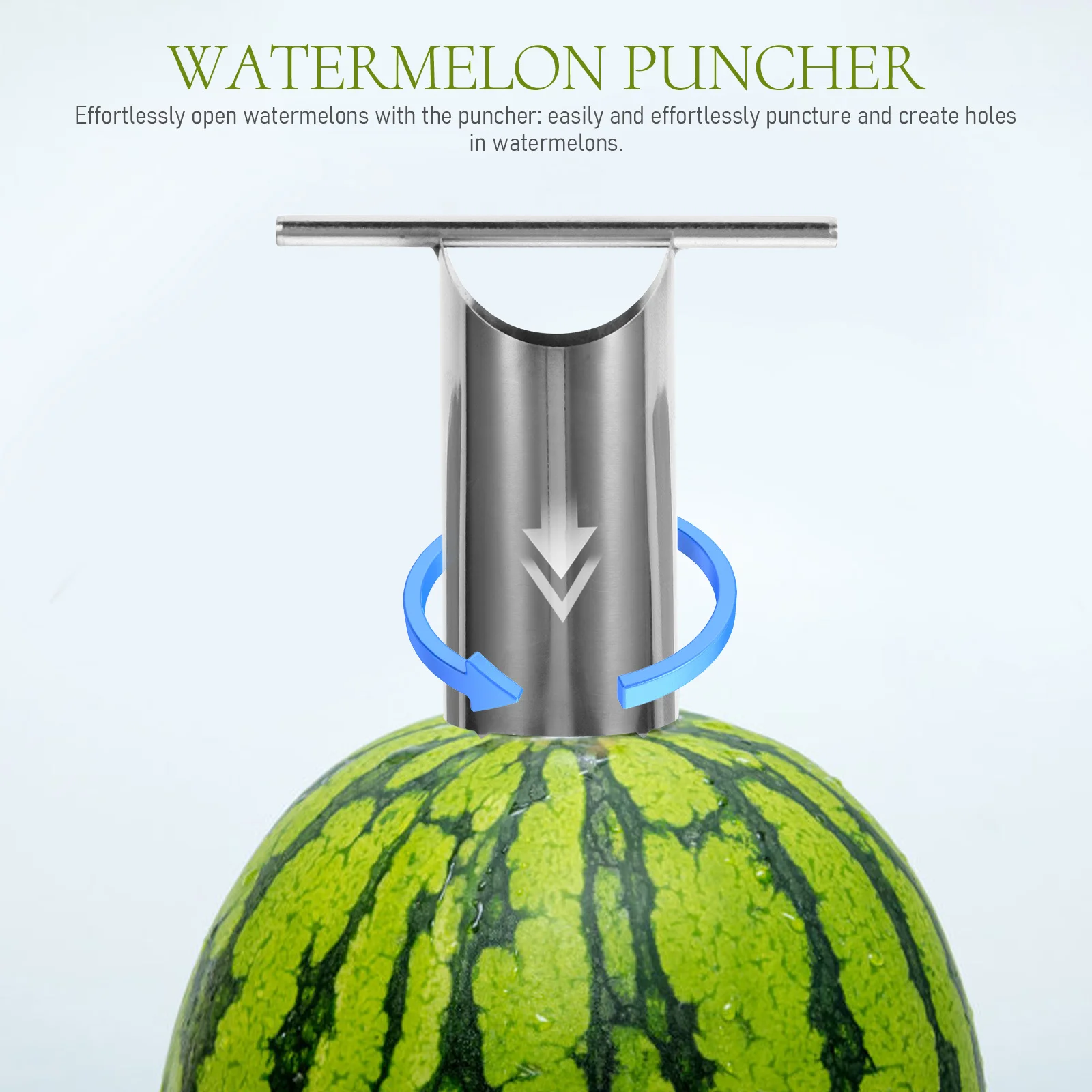 

Watermelon Puncher Stainless Steel Fruit Puncher Multi-Use Hole Punching Tool For Melon Cantaloupe Coring Kitchen