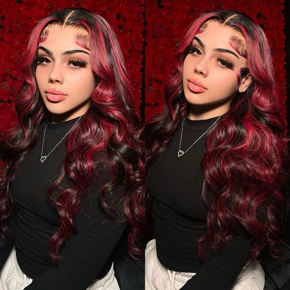 

Burgundy Lace Front Wigs Human Hair 1B/99J Colored Body Wave 13X4 Human Hair Wigs Pre Plucked Burgundy Wig with Baby Hair 180%