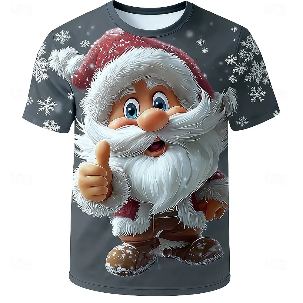 

Summer cute Santa Claus Men's T-shirt Christmas Element Pattern Print Loose Tee Outdoor Hip Hop Fashion Harajuku Men Clothing ﻿