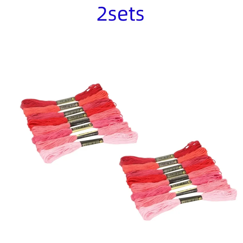 8lot 7.5m Silk Line Cotton Cross Stitch Thread Sewing Kit