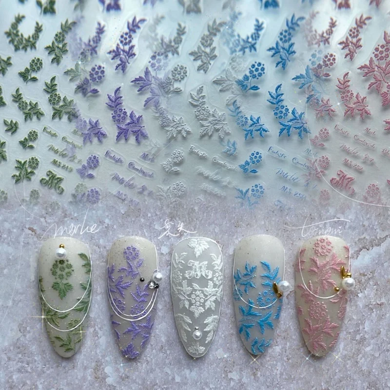 new 5d Micro-Carved Non-Lost Cooperation nail sticker Craft Relief Embroidery