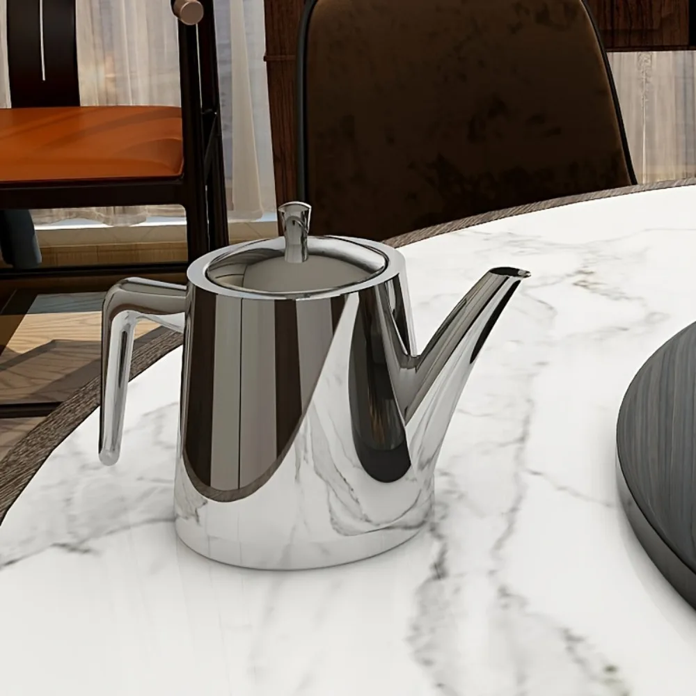 2 in 1 Stainless Steel Long Spout Teapot with Filter Rustproof Hotel Teapot Large Capacity Mirror-like Tea Kettle