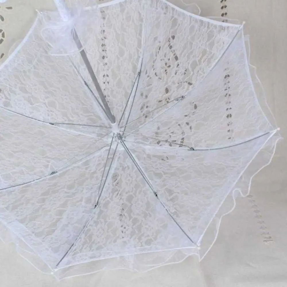 Hollow Out Craft Cotton Photography Props Lace Bridal Umbrella Long Handle Umbrellas Lace Floral Umbrella Embroidery Parasol image 3