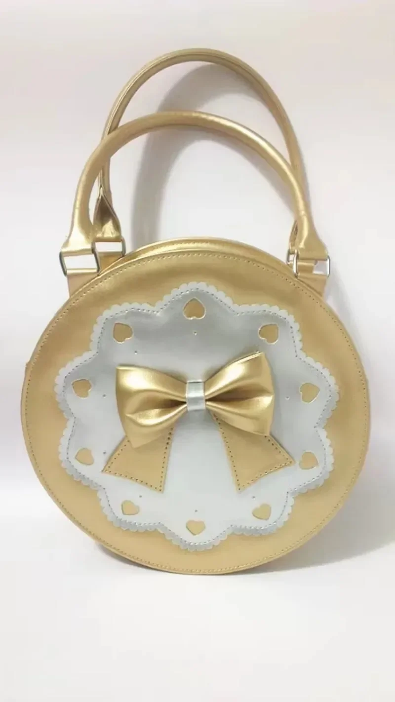 Lolita Bag Chic Designed Circular Crossbody Bags for Girls Sweet JK Uniform Shoulder Bag All Match Autumn Bow Handbag Bolsos
