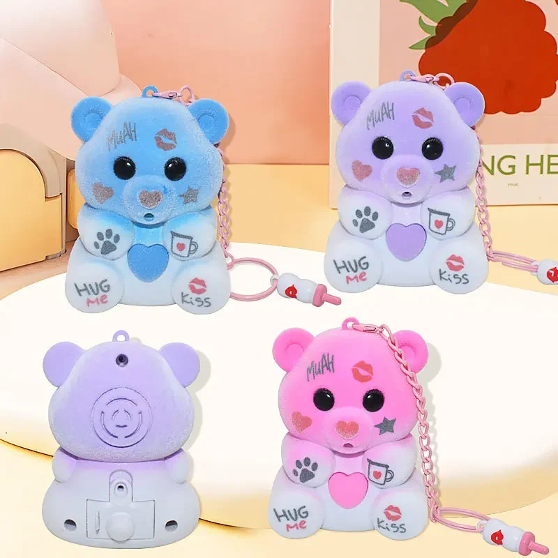 Cartoon COCCOLOTTI Pacifier Love Bear Keychain Pendant Blind Box Audio Recording Luminous Plush Teddy Bear Pendant Girl Gift