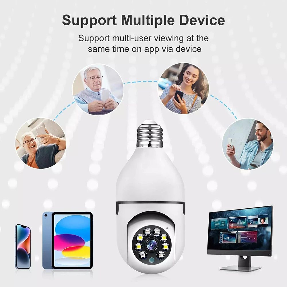 8MP E27 لمبة كاميرا مراقبة واي فاي IP PTZ كاميرا تلفزيونات الدوائر المغلقة 10X التكبير اللون للرؤية الليلية تتبع الإنسان الأمن كاميرا مراقبة الطفل #6