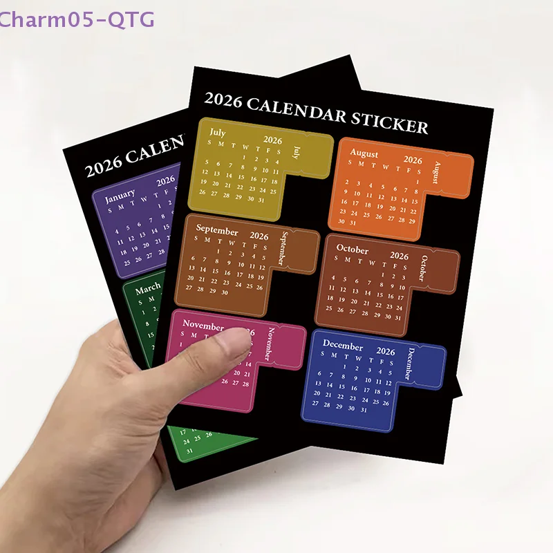 حار! ملصقات تقويمية 2026 ذاتية الصنع، ملصقات مخططة ملونة متعددة الوظائف قابلة للإزالة، إشارة مرجعية متينة للمكتب #1