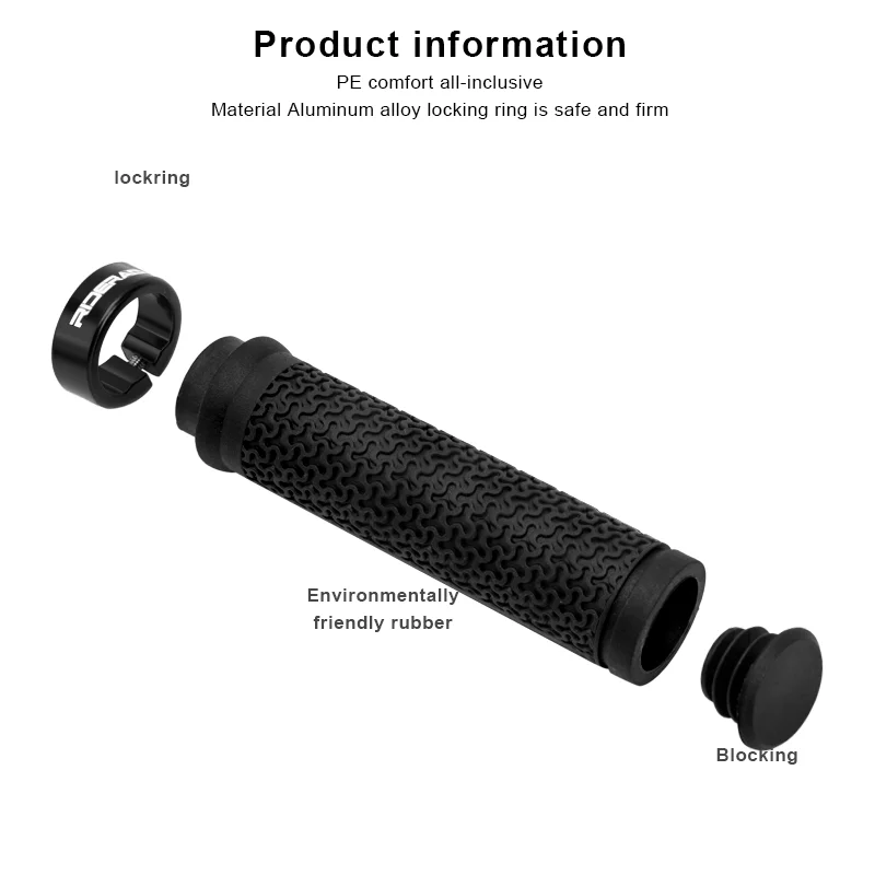 RIDERACE Bicycle Handle Bar Grips MTB Mountain Bike Soft Single-sided Locking Handlebar Cover Plug Rubber Non-slip Cycling Grip