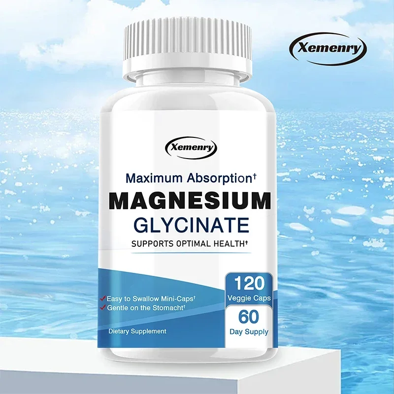 

Magnesium Glycinate Capsules - Supports Muscle, Heart, and Nervous System Health, Relieves Stress, and Improves Sleep Quality
