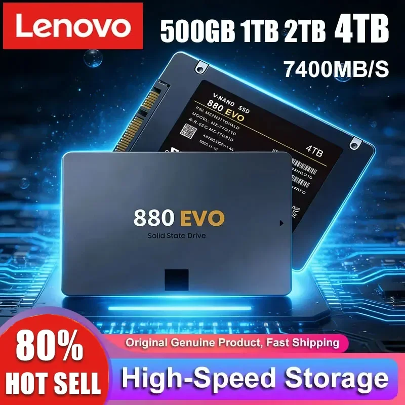 

2026 Lenovo New SSD 880 EVO 2TB 4TB Internal Solid State Drives Hard Disk SATA 3.0 MLC 2.5 Inches for Laptop Desktop PC PS4 PS5