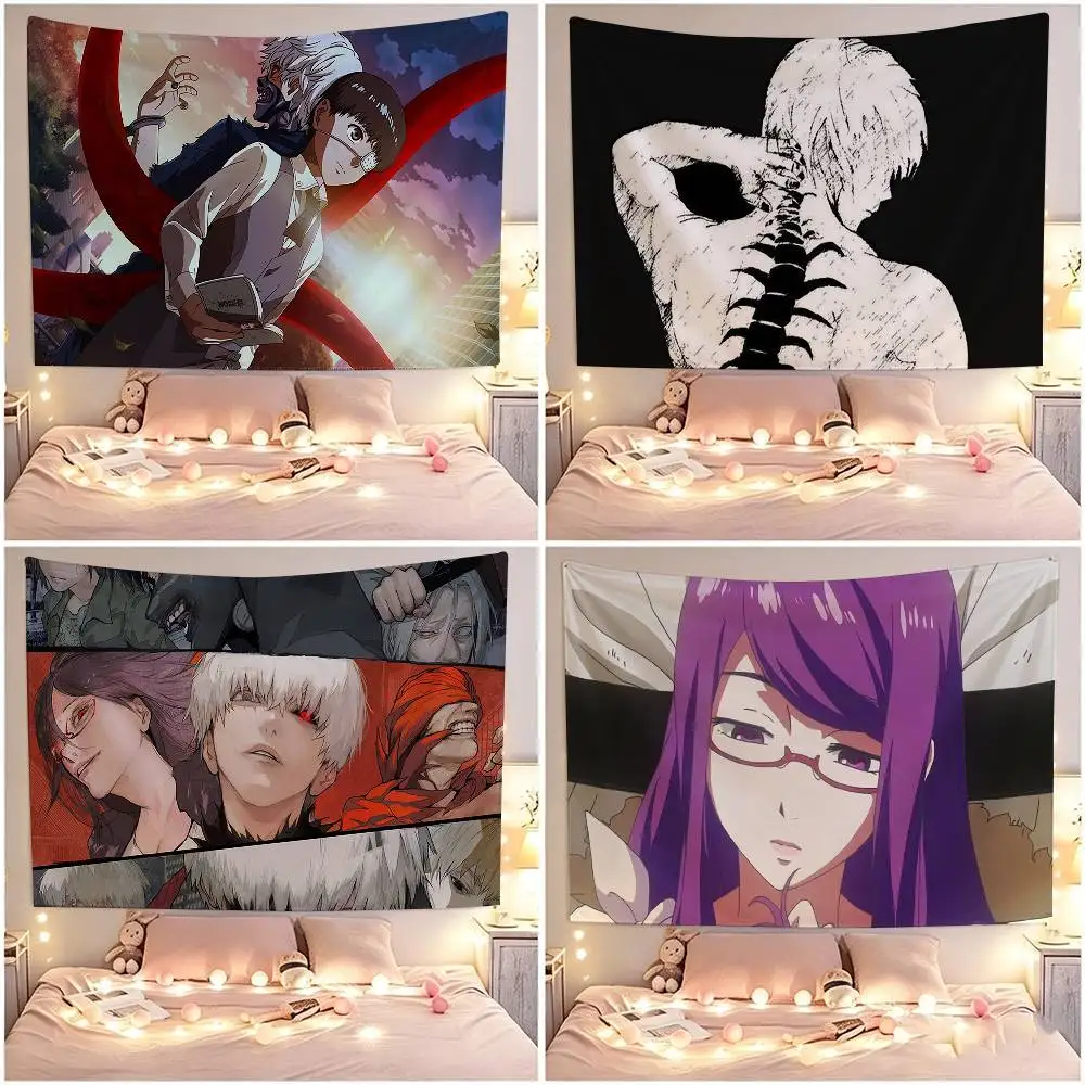 Tokyo Ghoul Anime  Flags Wall Hanging Tapestry Outdoor Garage Room Decorative flag Background Blanket