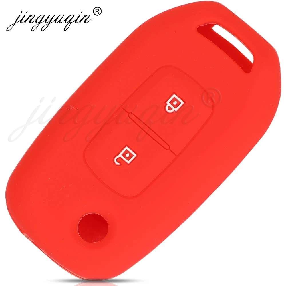 jingyuqin Silicone Key Case Keychain for Renault Logan 2 Stepway Sandero Duster 2019 2020 Car Key Cover Protection Holder Shell