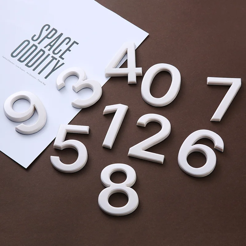 7cm house number digital sign hotel room number plating 3D resin house white black number digital signage door paste plate