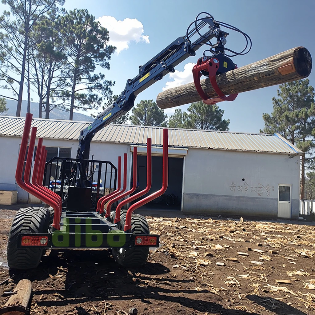 Forest Logging Hydraulic Log Grapple Trailer Rotatable Grab High Load All Terrain Farm Wood Towing Cart