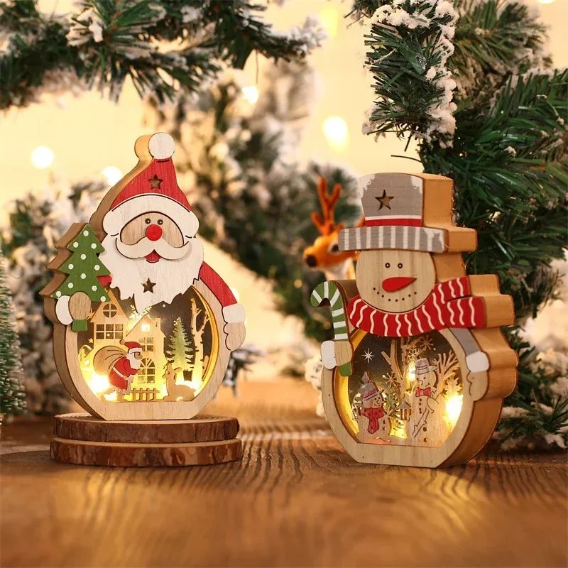 

LED Lighted Santa Claus Shape Wooden Christmas Christmas Decorations For Home Hotel Window LED Christmas Decorations Lighting