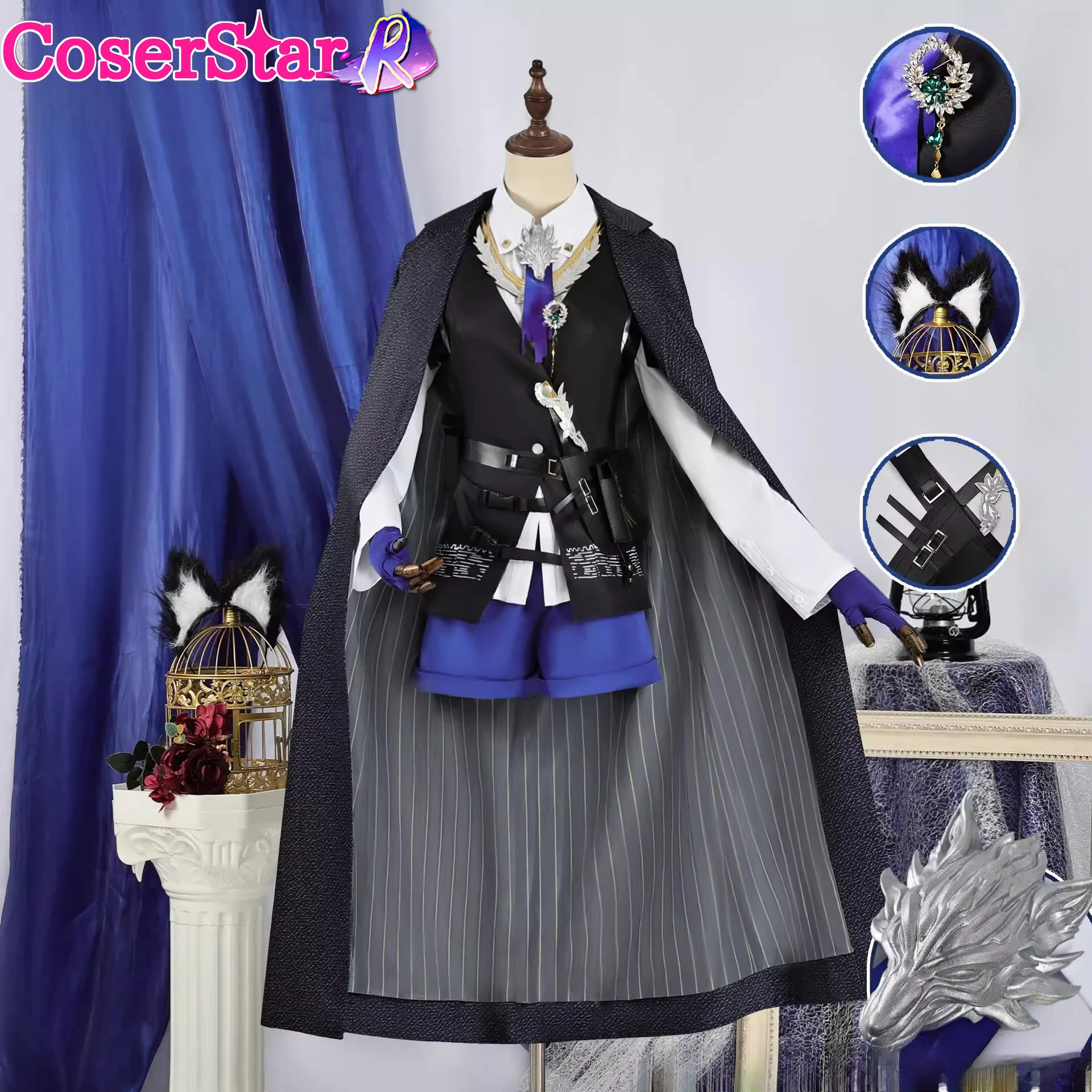 

CoserStar-R Arknights Texas Theomertosa Cosplay Costume Role Play Outfit Halloween Carnival Party Uniform Suits