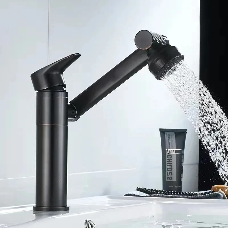 

1080° Swivel Bathroom Faucet Shower Wash Basin Mixer Tap Splash Proof Faucets Deck Mounted Stainless Steel Basin Faucets