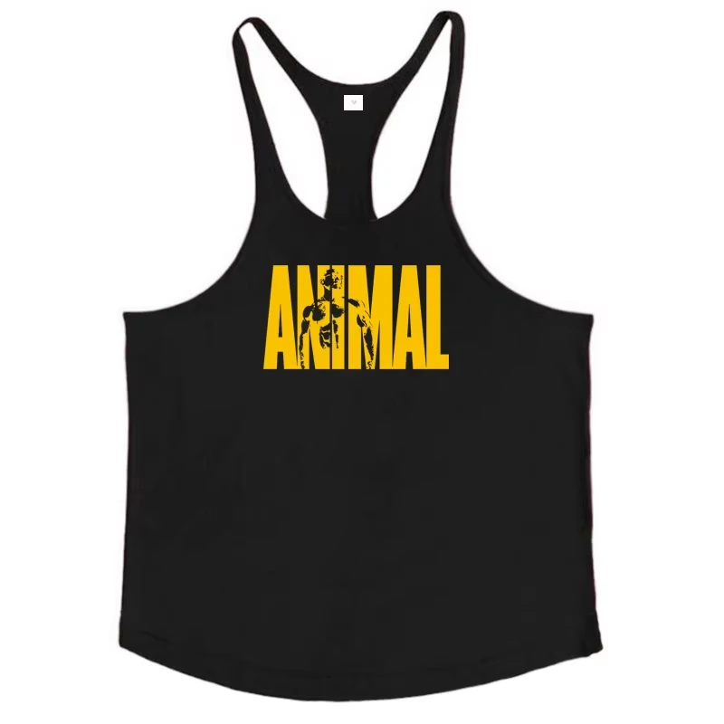 Laufwesten für Herren mit ANIMAL-Buchstaben-Print, Gym Stringer Tanktops aus Baumwolle, Ärmellose Bodybuilding-Singlets, Muskel-Fitness-Kleidung – Detail 14
