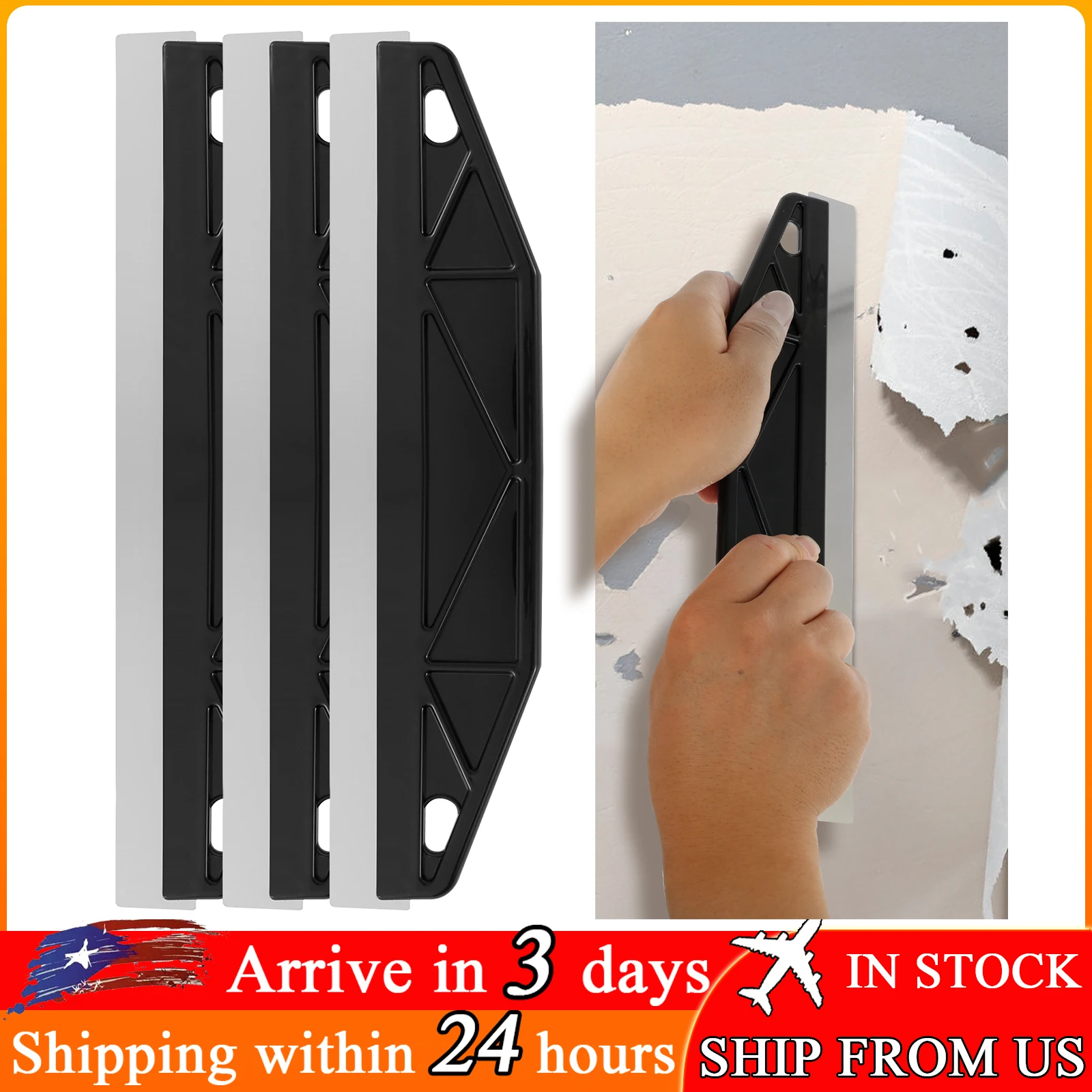 

3Pcs Paint Trim Scraper Stainless Steel Wallpaper Scraper Paint Scrapers Tool Paint Trim Blade for Painting Smearing Wallpaper