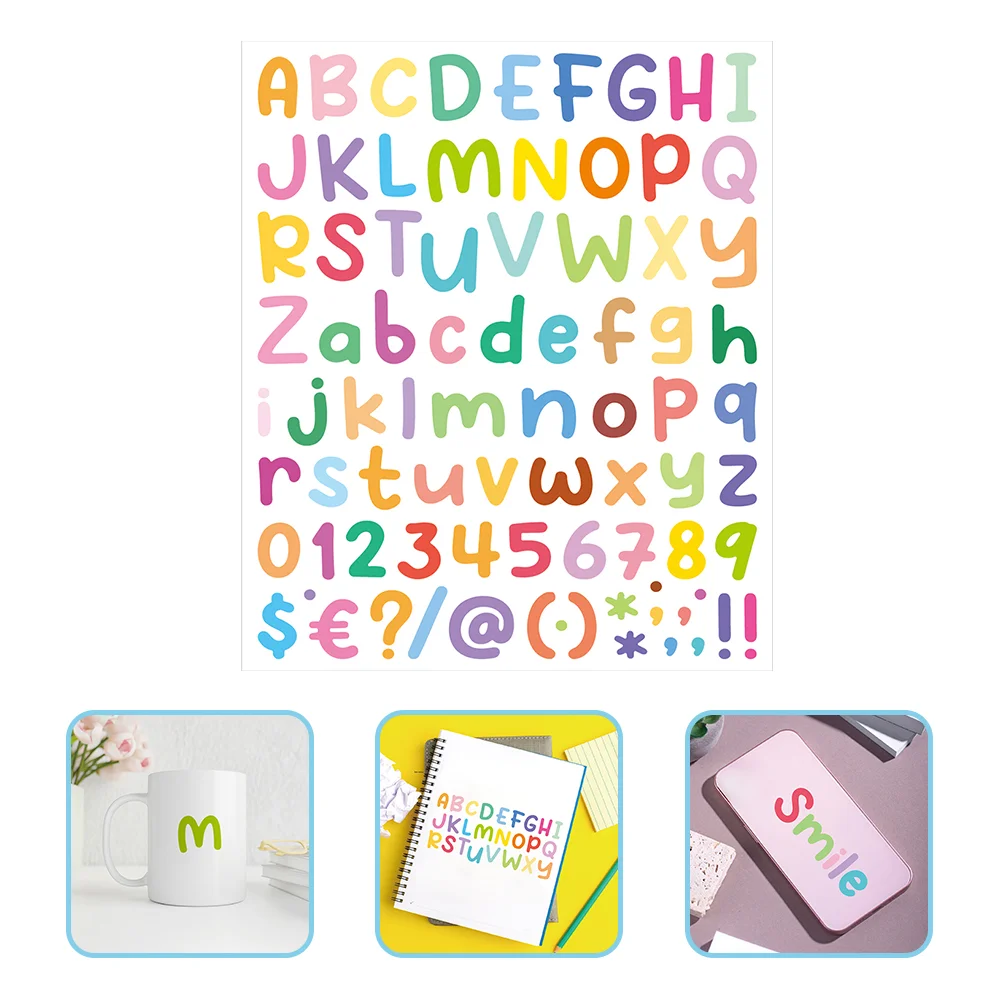 

10 Sheets Colorful Letter Number Stickers Waterproof Scrapbooking Alphabet Decals Phone Case Greeting Cards for Party