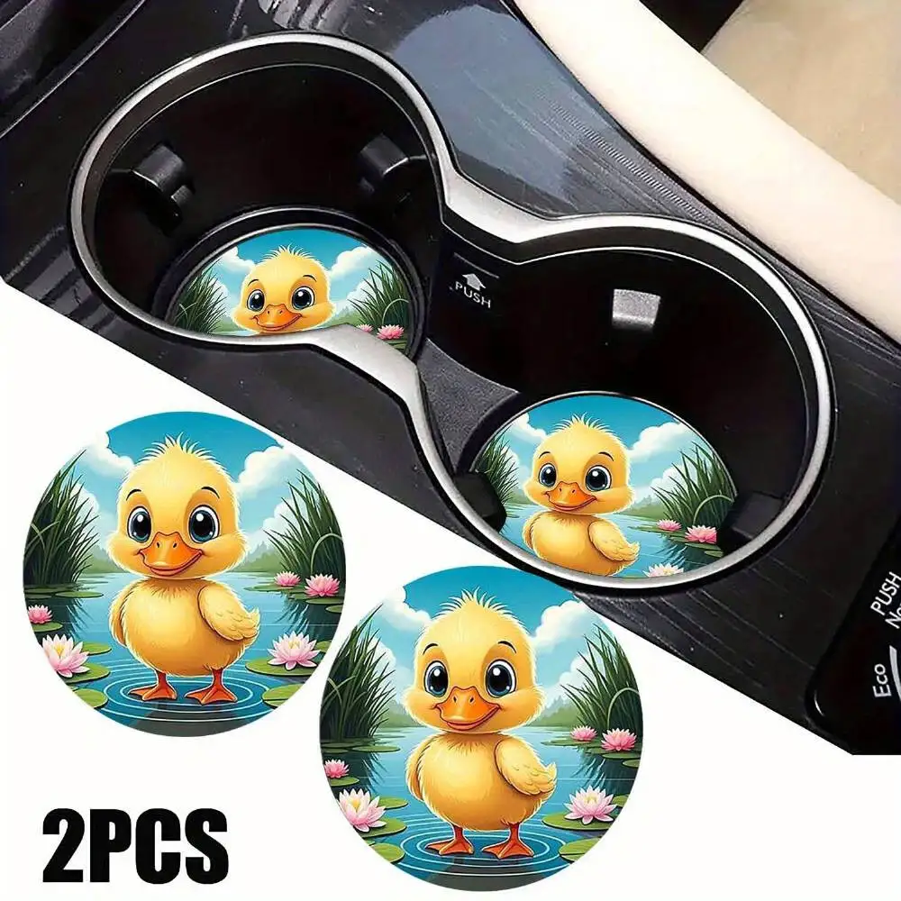 Cute Duck Themed EVA Car Coasters Women Car Interior Decor Suitable For Home Dining Table Christmas Gift