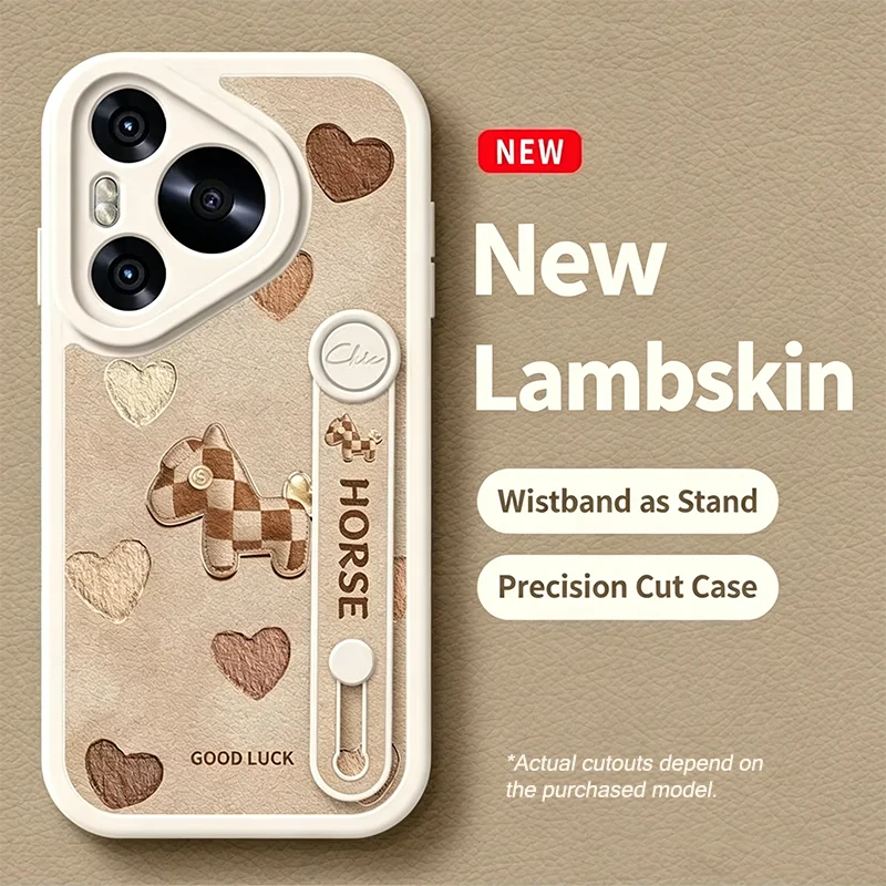 For Huawei Pura 80 Pro Case Horse Year Phone Case For Huawei Pura 70 Pro 70ultra 80ultra Cases Cute Heart Ponny Wristband Cover