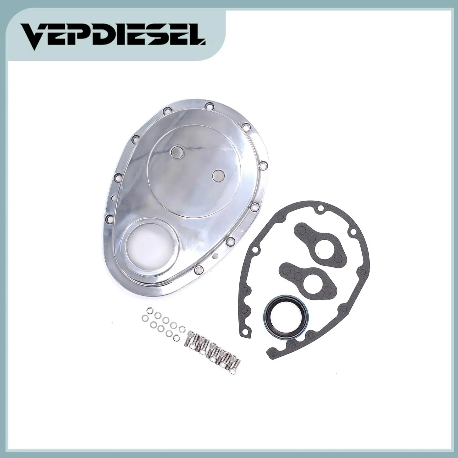 

1 шт. SBC полированная алюминиевая отделка, комплект крышек цепи ГРМ, небольшой блок для Chevy 265 283 305 327 350 383 400, запасные части двигателя