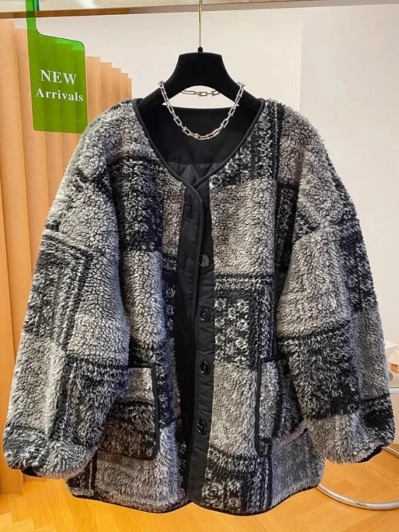 Veste rembourrée en laine d'agneau pour femme, vêtements rembourrés en coton, vêtements épais, haut de gamme, hiver, nouveau, 2024