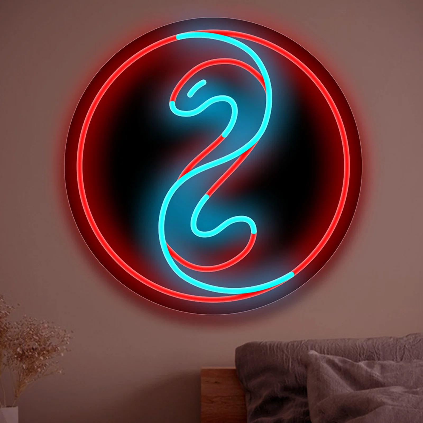 Circle Snake Dimmable LED Neon Sign USB Wall Light for Trendy Bedroom Tattoo Studio Boutique Theme Party Wall Decor Holiday Gift