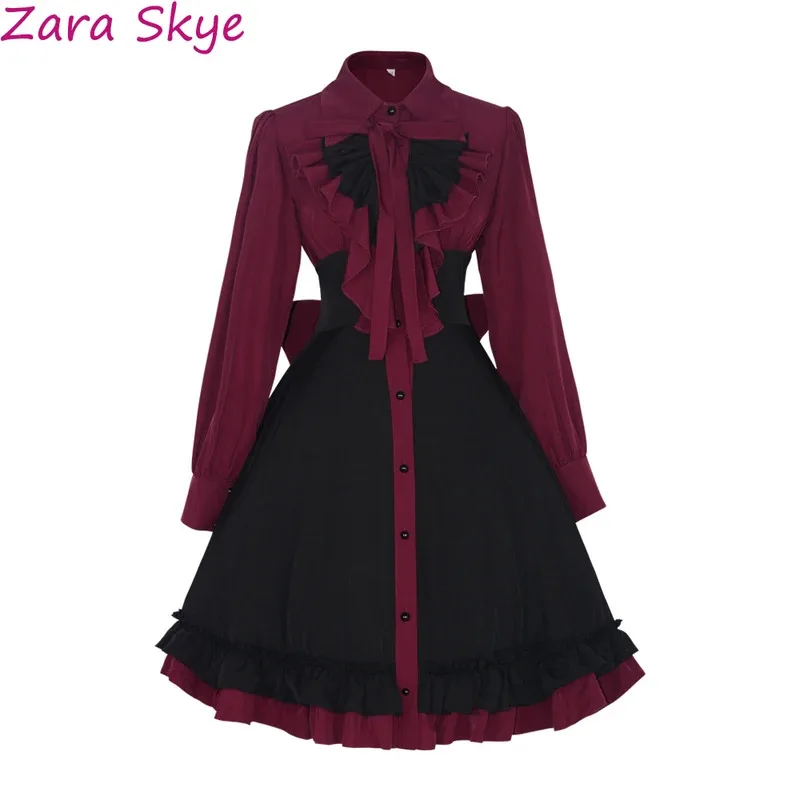 

Средневековый готический Ренессанс косплей для взрослых женщин с бантом платье в стиле стимпанк карнавальный костюм на Хэллоуин, потому что mj:3