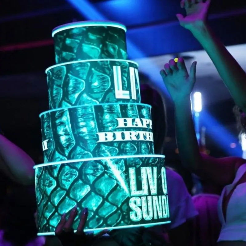 Battery Power LED Happy Birthday Cake Bottle Presenter bottle Glorifier Holder VIP for Night Club Party