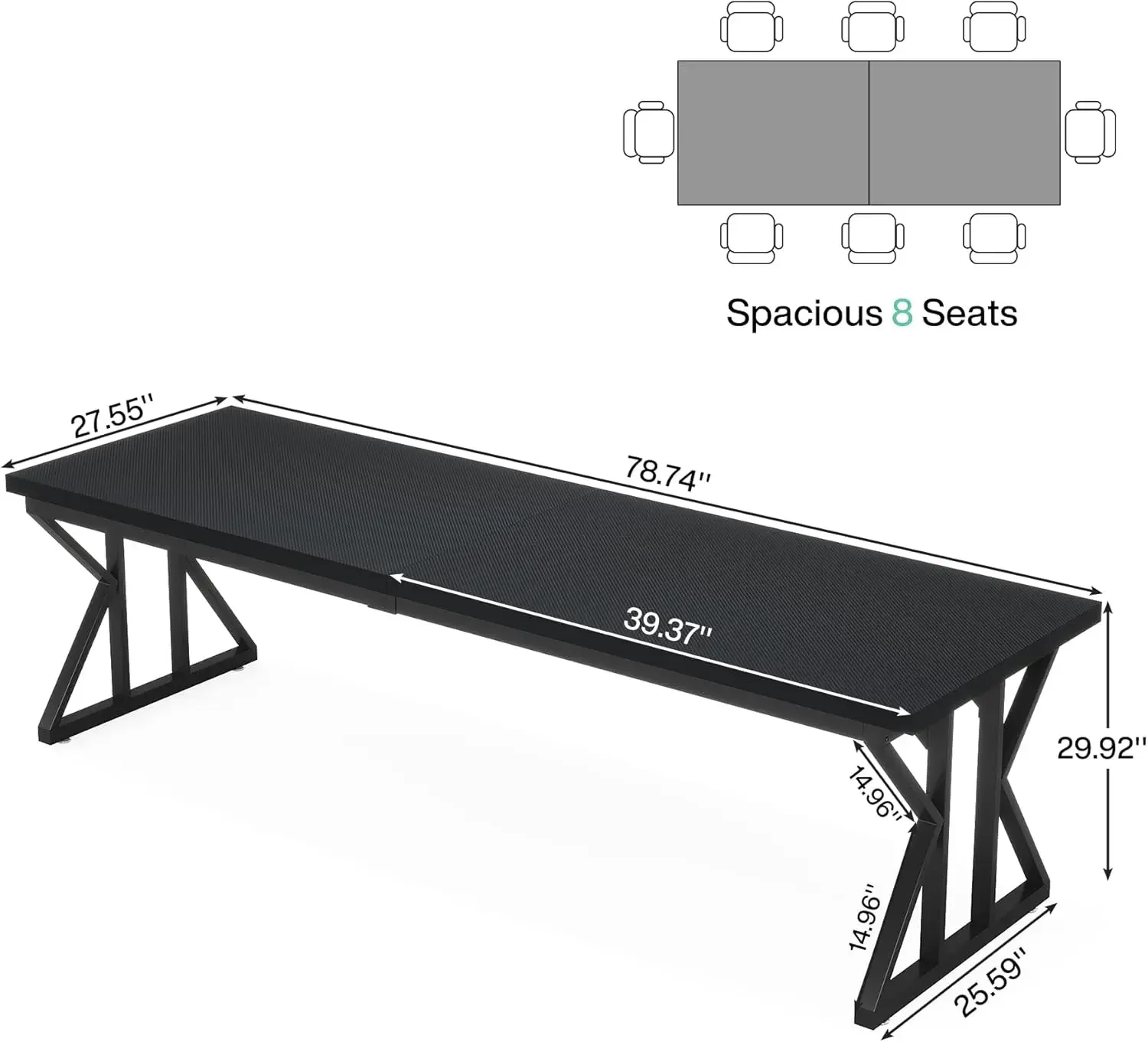 Tribesigns 78.7 Inches Long Computer Desk, Two Person Desk Large Executive Office Desk, Double Desk Study Writing Table For