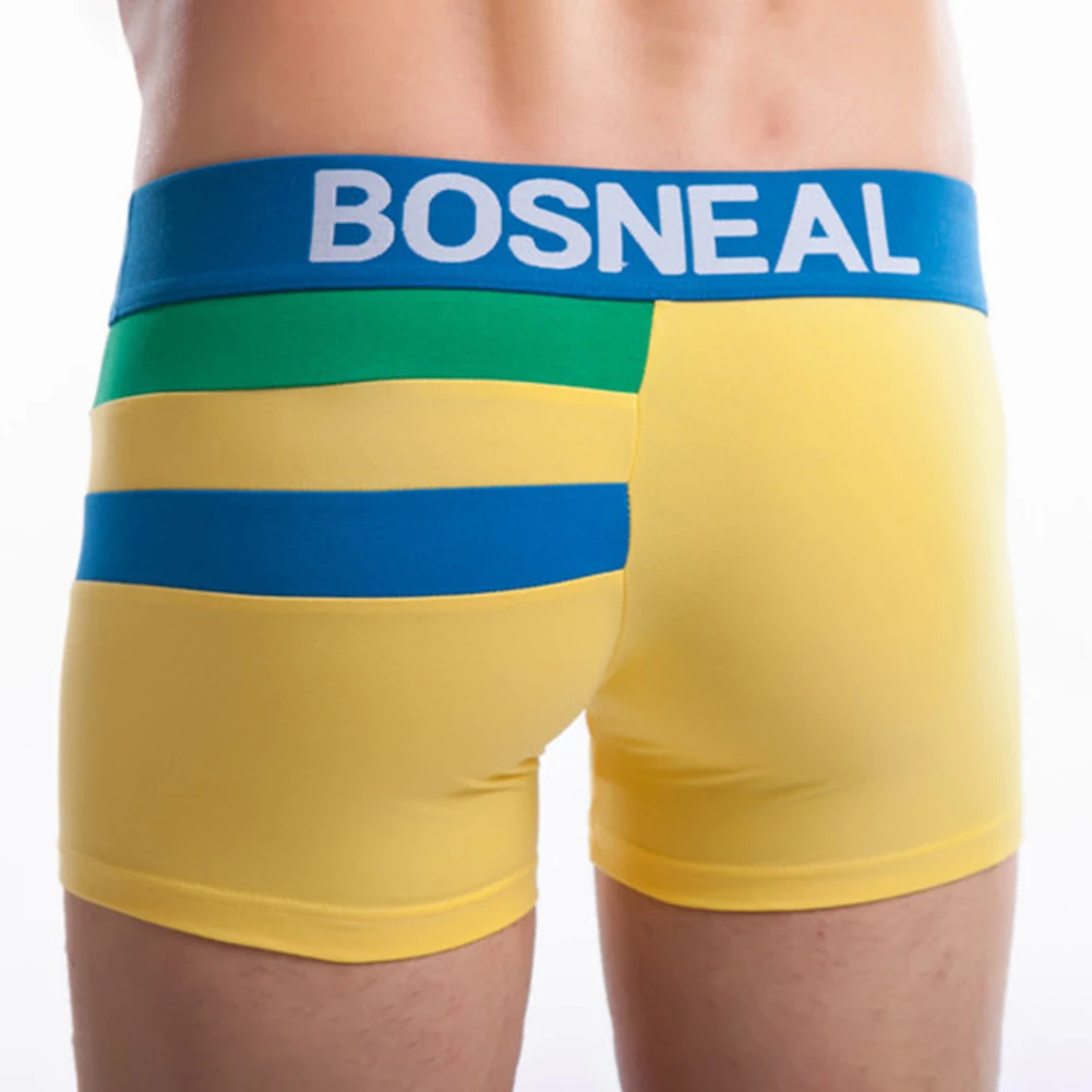 

Comfortable Boxers Yellow Breathable Boxers 5 Spandex Brand New Condition Classic Theme Color Matching Pattern