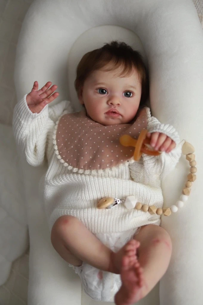 Peças de boneca inacabadas e sem pintura com corpo e olhos de pano Kit de boneca realista reborn de 20 polegadas Chantal