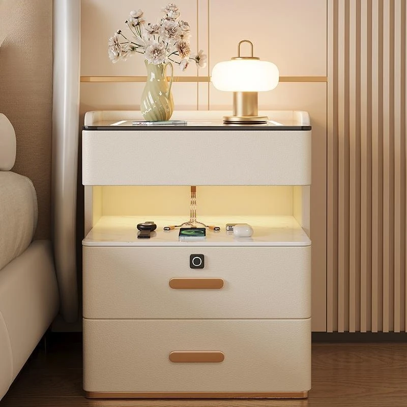 

Новая умная прикроватная тумбочка, современная простая многофункциональная прикроватная тумбочка для спальни из цельного дерева, дома