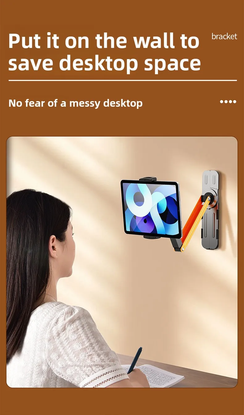 Wandmontierter Desktop-Telefon- und Tablet-Ständer mit Verstellbarem Schwanenhals-Klemmhalter für Schlafzimmer, Büro, Lesen und Videoanrufe – Detail 8