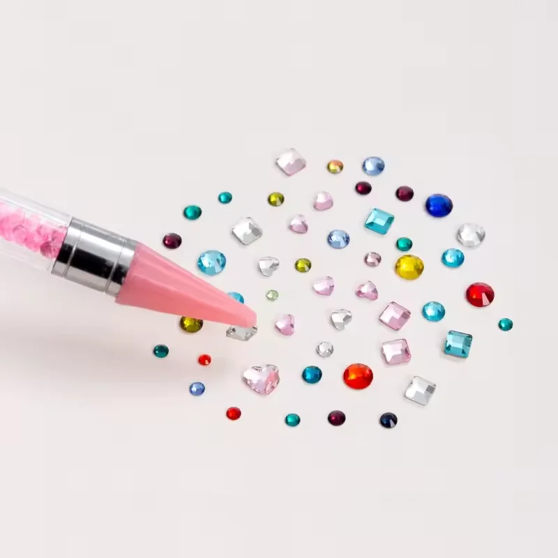 왁스 네일 라인스톤 픽커 도팅 펜 듀얼 엔드 왁스 펜슬 라인스톤용 팁 크리스탈 & 젬 네일 아트 도구 DIY 매니큐어용
