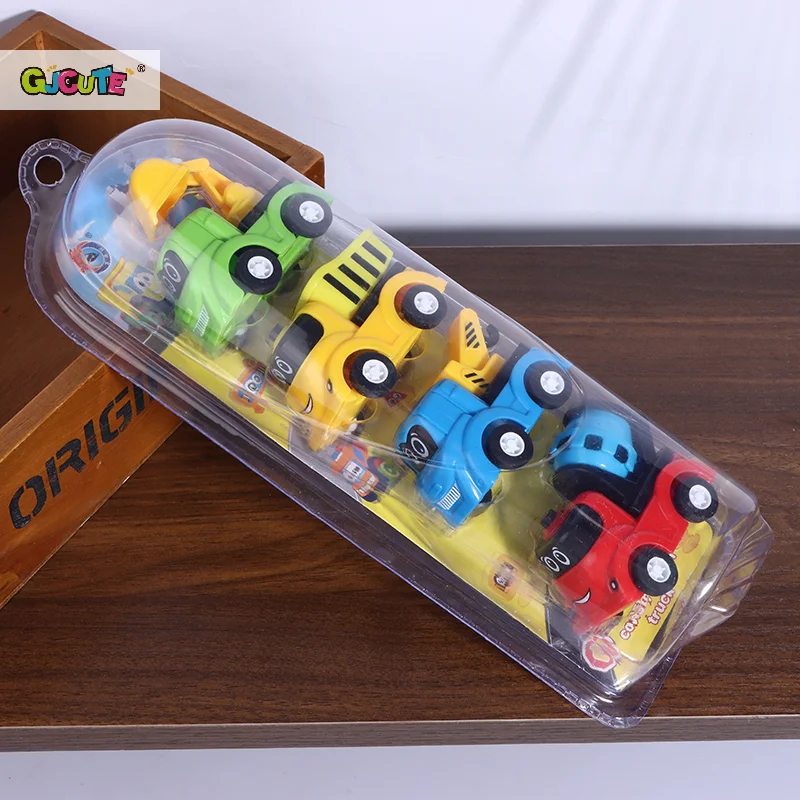 4 stks/set Mini Auto Model Speelgoed Simulatie Bouwvoertuig Cartoon Trek Auto Speelgoed Educatief Cadeau Voor Kinderen Jongens Meisjes
